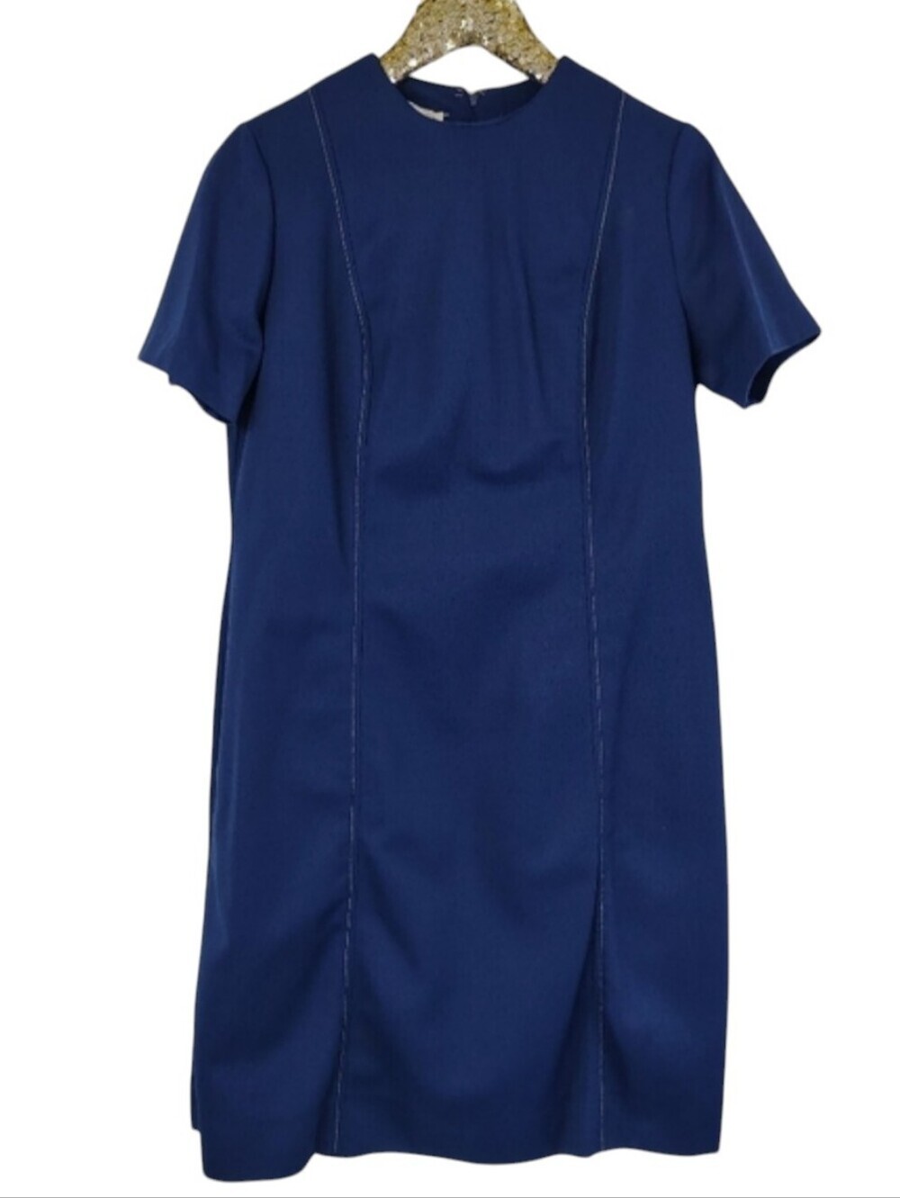 Vintage 70s Lois Young Women's Navy Blue Plus Size Midi Dress Preppy